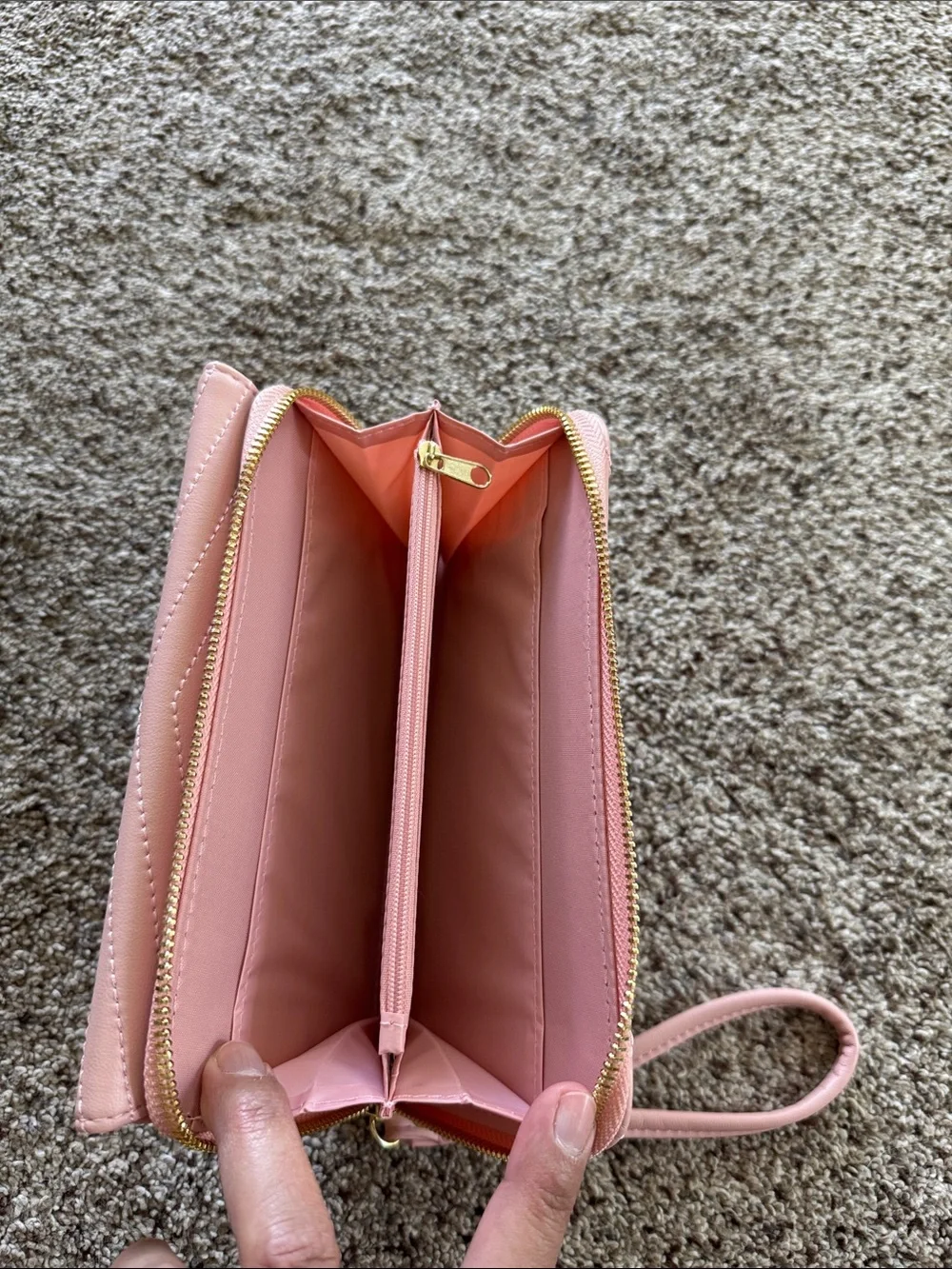 Women's Quilted Envelope Wristlet Clutch in Blush Pink